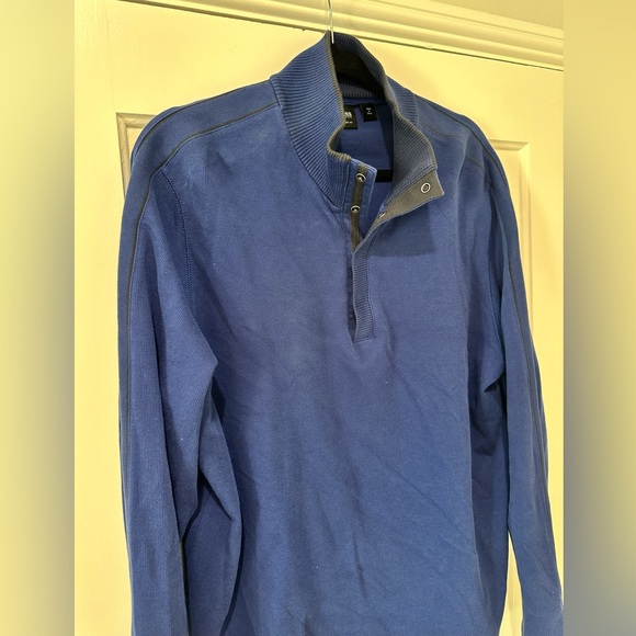 Hugo Boss men’s blue pullover sweater snap closure cotton top - Picture 2 of 12